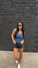 Load image into Gallery viewer, Henley ribbed tank in Navy