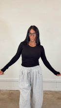 Load image into Gallery viewer, Essential micro ribbed long sleeve in Black