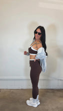 Load image into Gallery viewer, Contrast Binding Legging in Chocolate