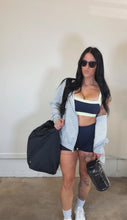 Load image into Gallery viewer, Butter Block Sports Bra in Navy/ Lime