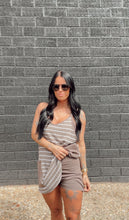 Load image into Gallery viewer, Motion Breeze Romper Dress in Taupe + White