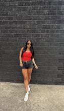Load image into Gallery viewer, Henley ribbed tank in Red
