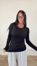 Load image into Gallery viewer, Essential micro ribbed long sleeve in Black