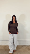 Load image into Gallery viewer, Essential micro ribbed long sleeve in Chocolate