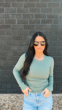 Load image into Gallery viewer, Essential micro ribbed long sleeve in Sage