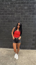Load image into Gallery viewer, Henley ribbed tank in Red