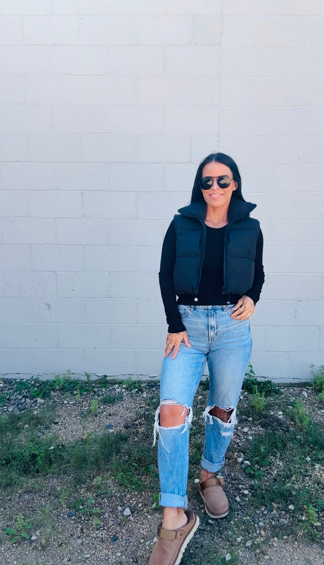 * Kyte cropped puffer vest