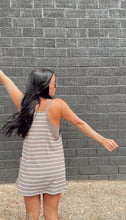 Load image into Gallery viewer, Motion Breeze Romper Dress in Taupe + White
