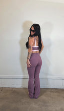 Load image into Gallery viewer, Side stripe yoga flares in Mauve
