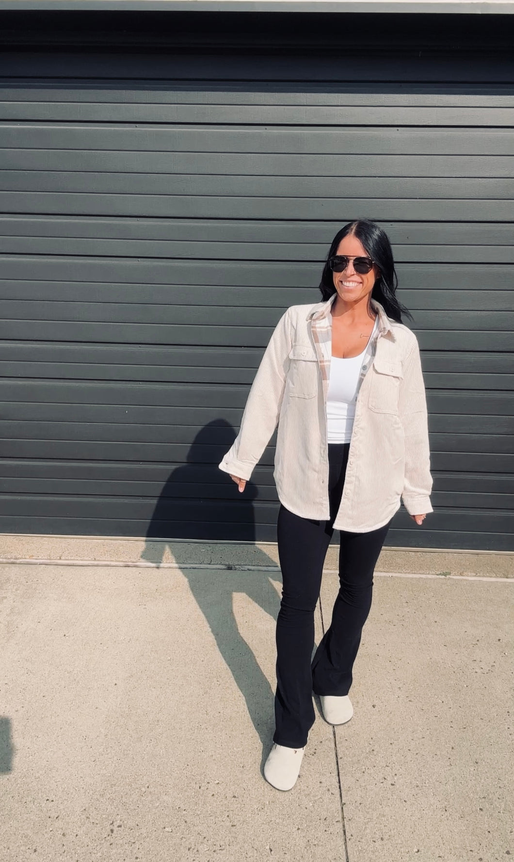 * Corduroy reversible plaid jacket in cream