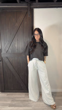 Load image into Gallery viewer, Morning blues wide leg lounge pant in silver grey
