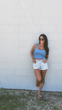 Load image into Gallery viewer, * Ribbed square neck crop top in Sky Blue
