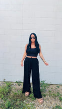 Load image into Gallery viewer, * Brushed cloud wide leg pant in black
