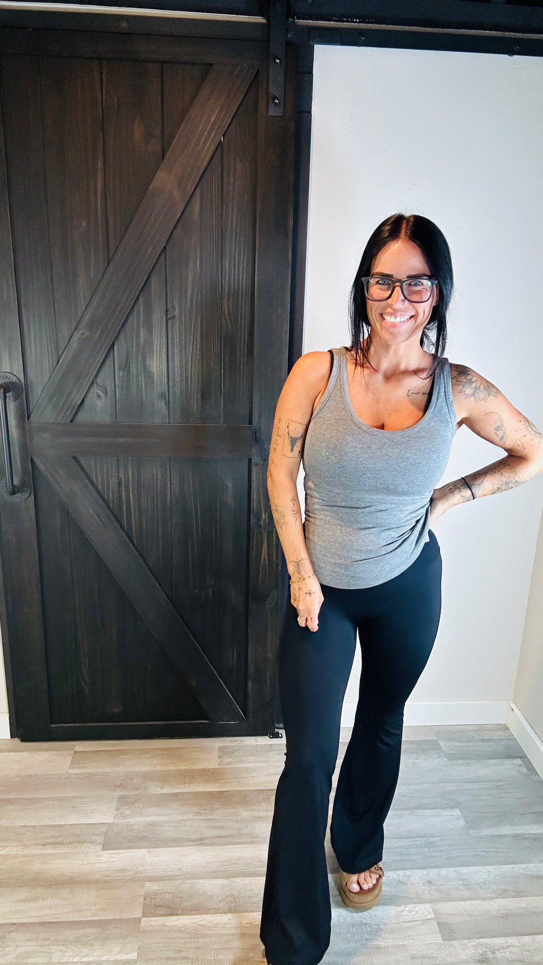 * Scoop neck tank in Heather Grey