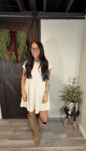 Load image into Gallery viewer, Toasted marshmallow knit flare tunic dress
