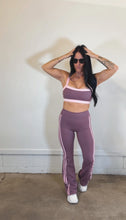 Load image into Gallery viewer, Side stripe yoga flares in Mauve
