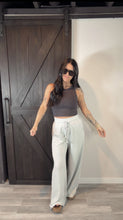 Load image into Gallery viewer, Morning blues wide leg lounge pant in silver grey

