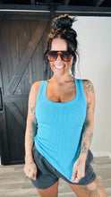 Load image into Gallery viewer, * Scoop neck ribbed tank in ocean blue
