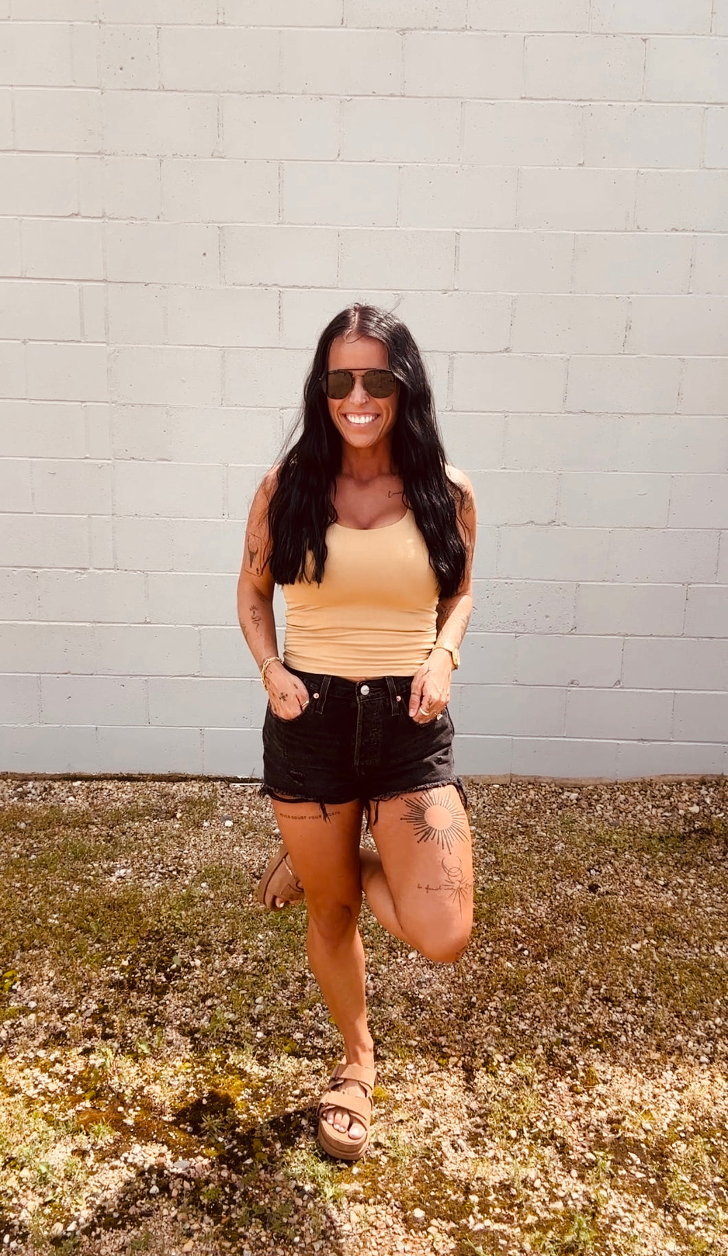 * Luz double layered seamless tank in Iced Coffee