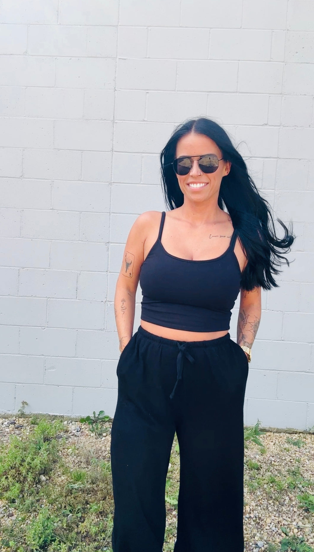 * Basic cropped cami in black