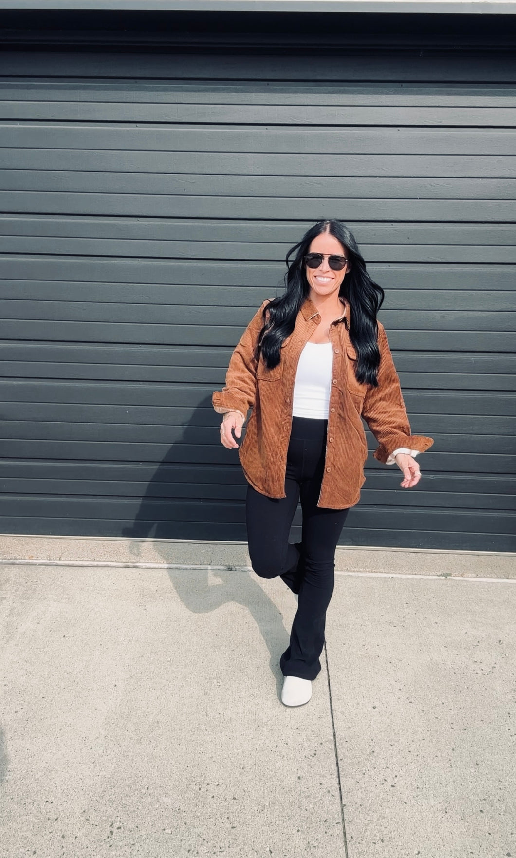 * Corduroy reversible plaid jacket in brown
