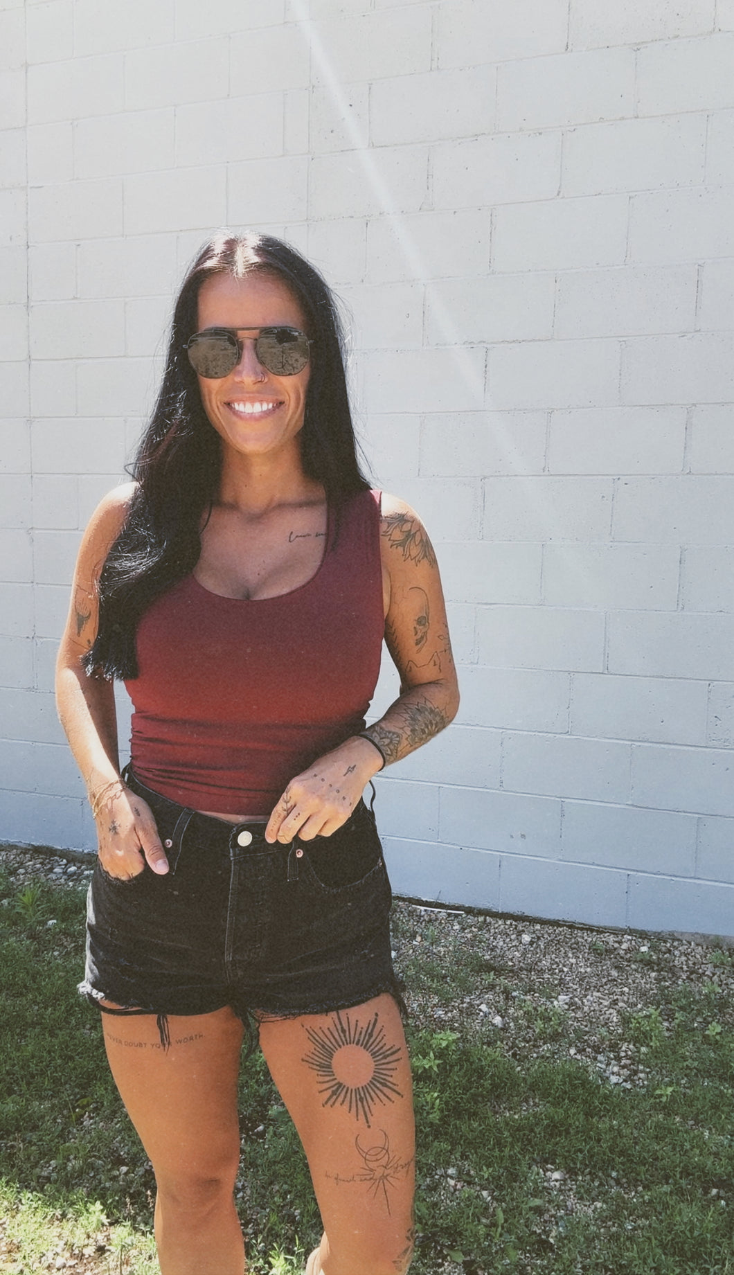 * Luz double layered seamless tank in Wine