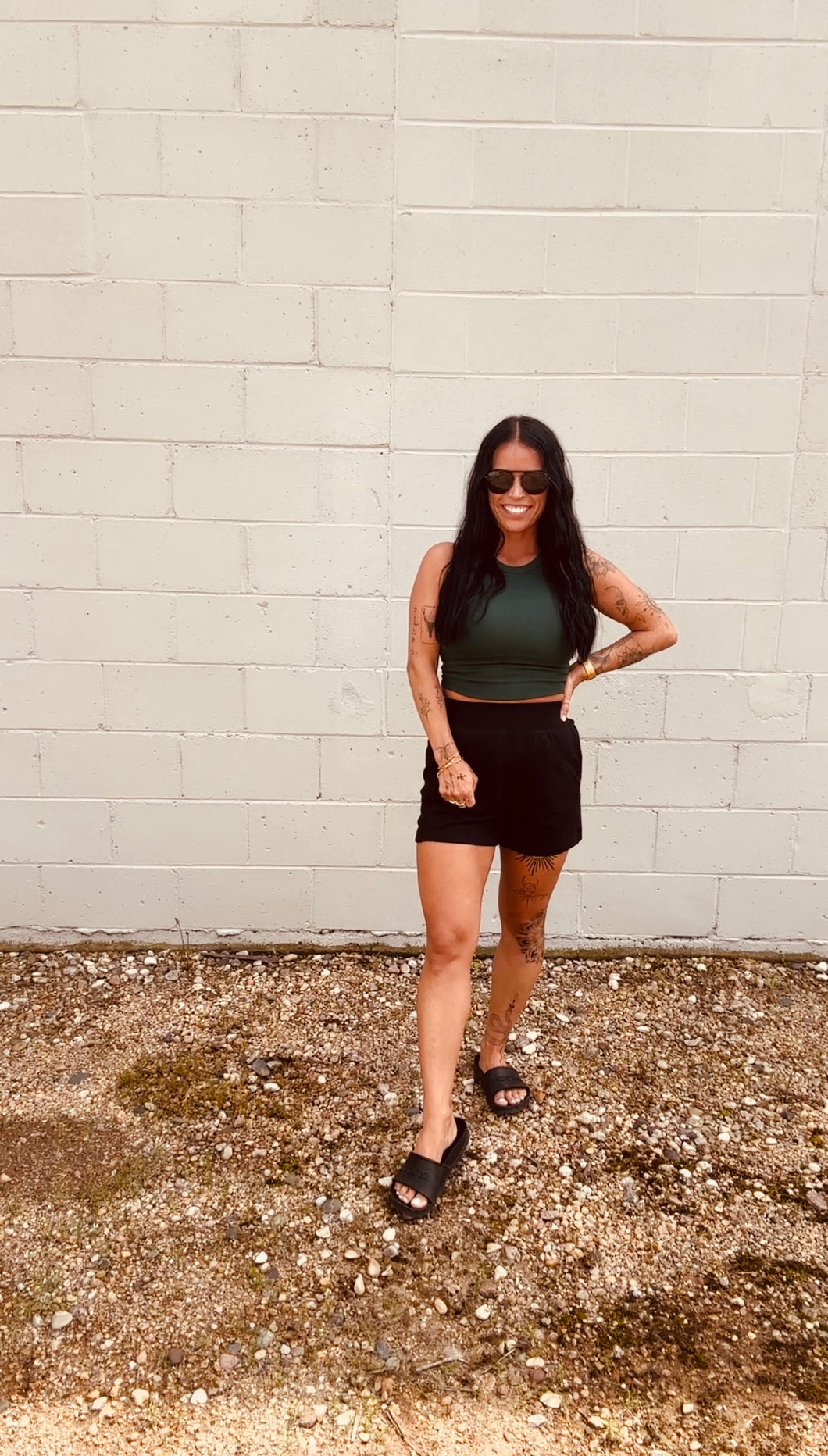 * French terry cloth lounge short in black