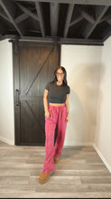 Load image into Gallery viewer, Coral acid wash french terry wide leg in Razz
