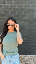 Load image into Gallery viewer, Essential micro rib tee in Sage
