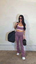 Load image into Gallery viewer, Side stripe yoga flares in Mauve
