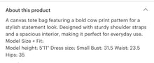 Load image into Gallery viewer, COW PRINT CANVAS TOTE BAG- PREORDER
