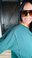Load image into Gallery viewer, * French terry cloth dolman lounge top in evergreen
