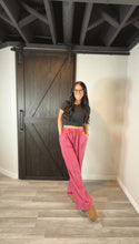 Load image into Gallery viewer, Coral acid wash french terry wide leg in Razz
