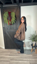 Load image into Gallery viewer, Sunday reversible oversized mock neck crew in brown
