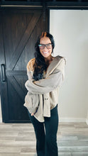 Load image into Gallery viewer, * rib knit sherpa hooded jacket in taupe.
