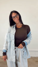 Load image into Gallery viewer, Essential micro ribbed long sleeve in Chocolate
