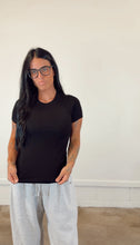 Load image into Gallery viewer, Essential micro rib tee in Black
