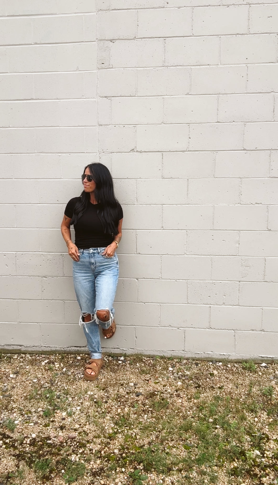 * Essential micro rib tee in black