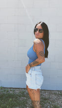 Load image into Gallery viewer, * Ribbed square neck crop top in Sky Blue
