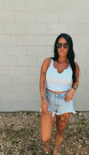 Load image into Gallery viewer, * Bare ribbed crop tank in Cloud Blue
