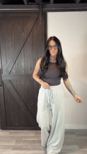 Load image into Gallery viewer, Morning blues wide leg lounge pant in silver grey
