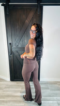 Load image into Gallery viewer, * Buttery foldover flare pants in chocolate.
