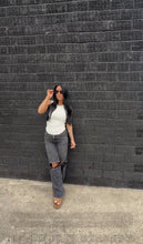 Load image into Gallery viewer, America rib neck tank in white
