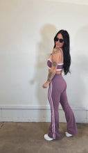 Load image into Gallery viewer, Side stripe yoga flares in Mauve
