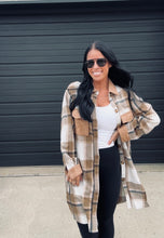 Load image into Gallery viewer, * Plaid flannel long shacket in coffee
