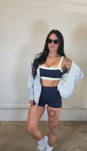 Load image into Gallery viewer, Butter Block Sports Bra in Navy/ Lime
