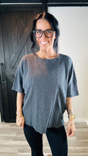 Load image into Gallery viewer, * Waffle ribbed tee in washed black
