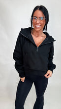 Load image into Gallery viewer, *BAY HALF ZIP HOODIE. BLACK.
