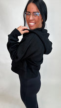 Load image into Gallery viewer, *BAY HALF ZIP HOODIE. BLACK.
