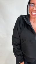 Load image into Gallery viewer, *BAY HALF ZIP HOODIE. BLACK.
